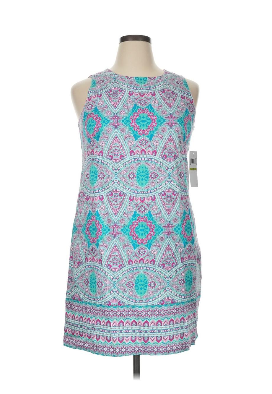 NWT London Times SZ 14 Casual Boat Neck Paisley Print Dress